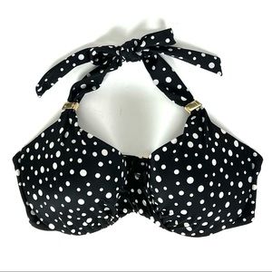 Victoria's Secret Black & White Polka Dot Halter Bikini Top